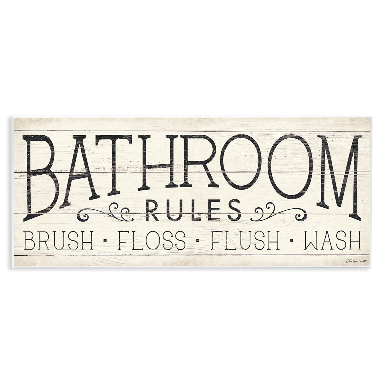 Stupell Industries Bathroom Rules Rustic Sign Brush Floss Flush Wash Wall Plaque Design By Stephanie Workman Marrott